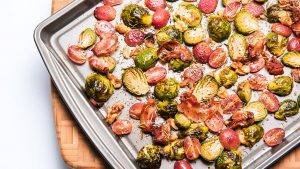 Roasted Pretty Lady Grapes with Brussels Sprouts